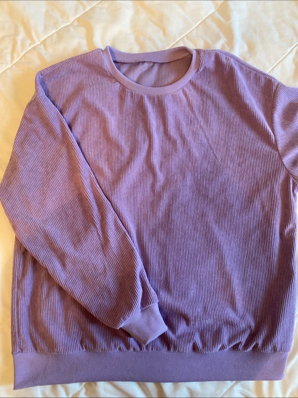 SHEIN Lilac Ribbed Crewneck Sweatshirt